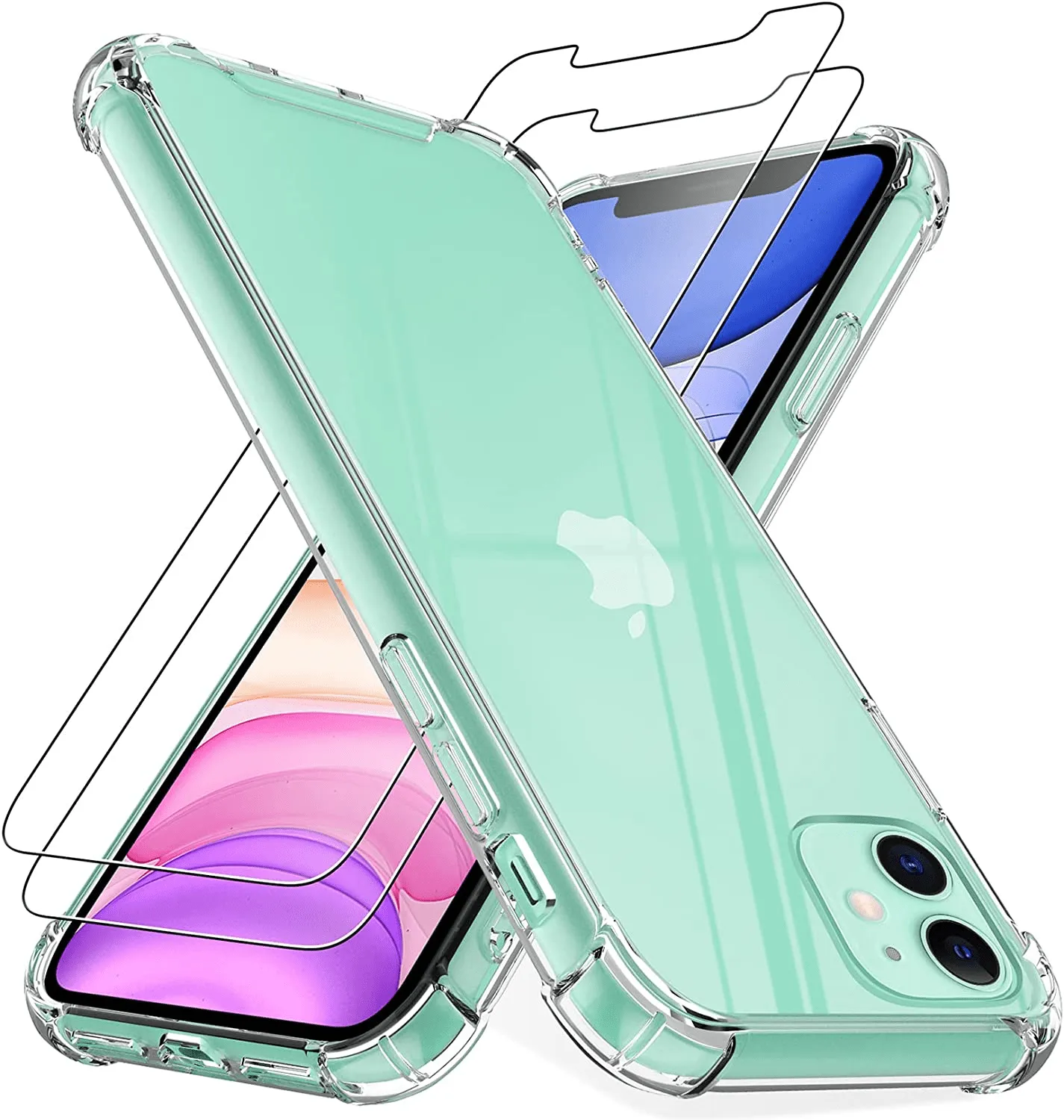 iPhone 11 Case with 2-Pack Tempered Glass