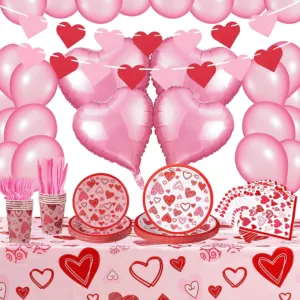 Valentine's Decorations Red Heart Balloons Hanging String Garland