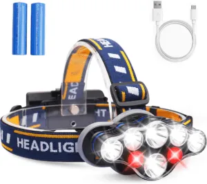 Head Torch, Super Bright Headlamp 13000 Lumens Rechargeable Headlight