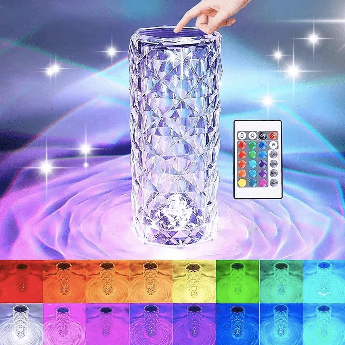 Rose Touch Control Crystal Lamp