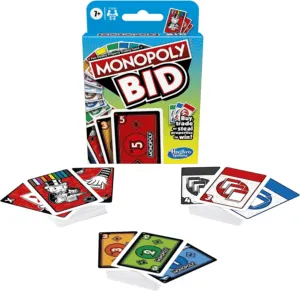 Monopoly Bid Game, Quick-Playing Card Game For 4 Players