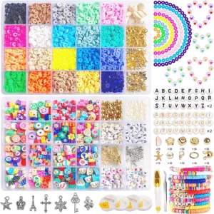 6151 Pcs Clay Beads Bracelet Making Kit, Polymer Clay Beads