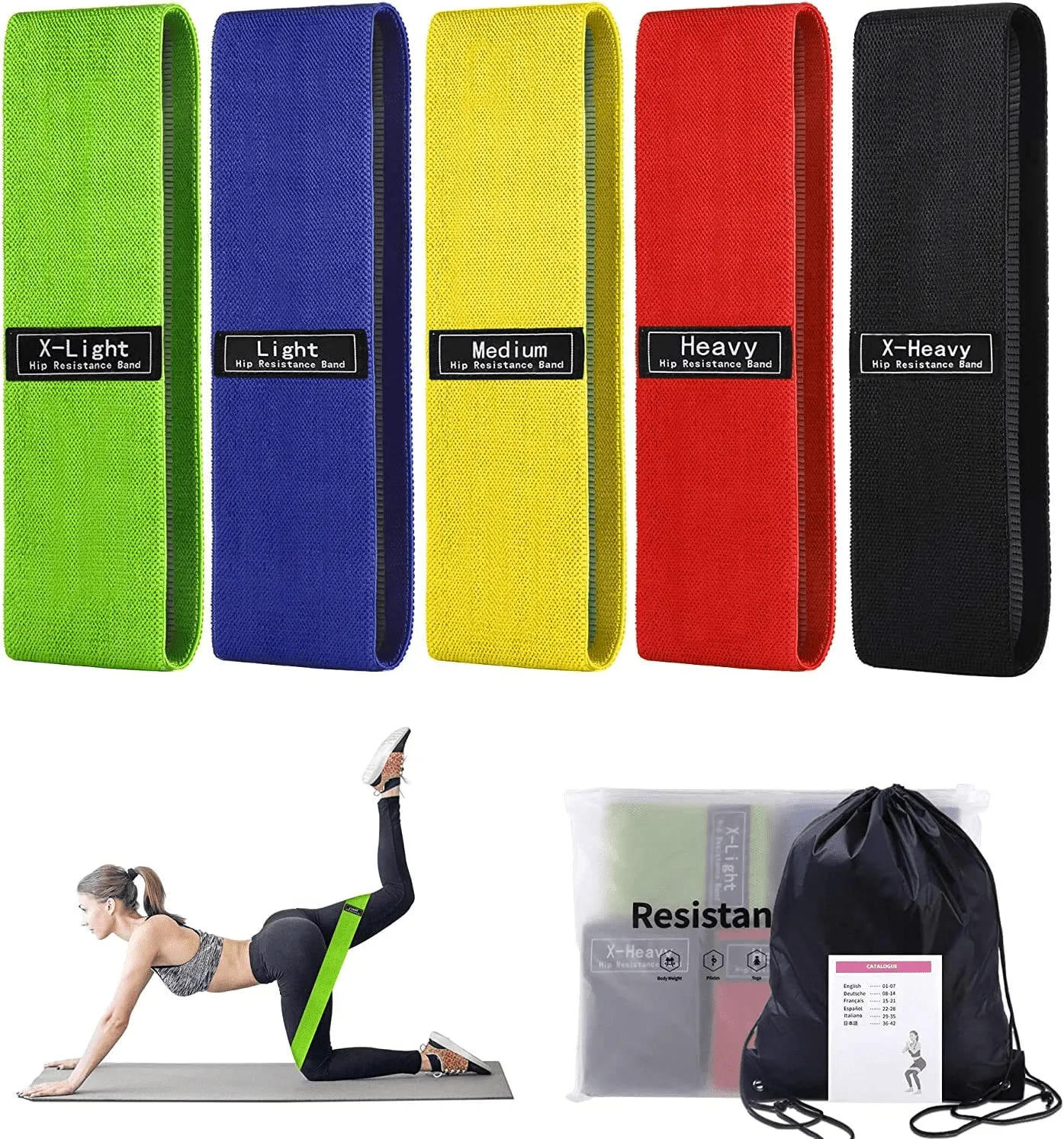 Resistance Bands, 5 Pack Exercise Bands