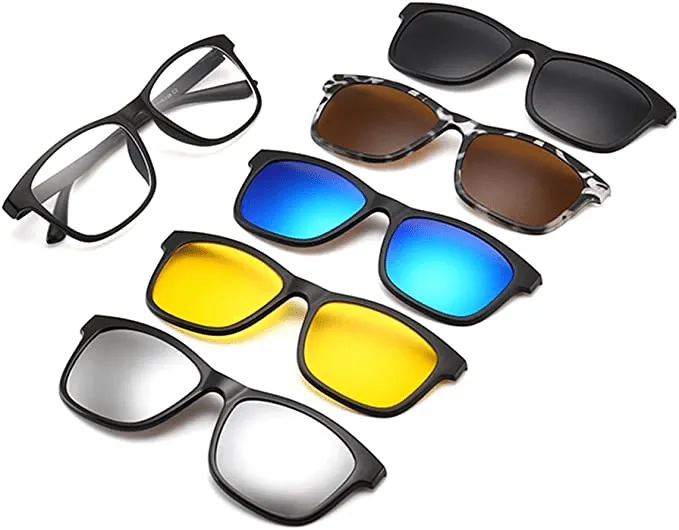 Polarized Sunglasses with Magnetic Removable Clip-on