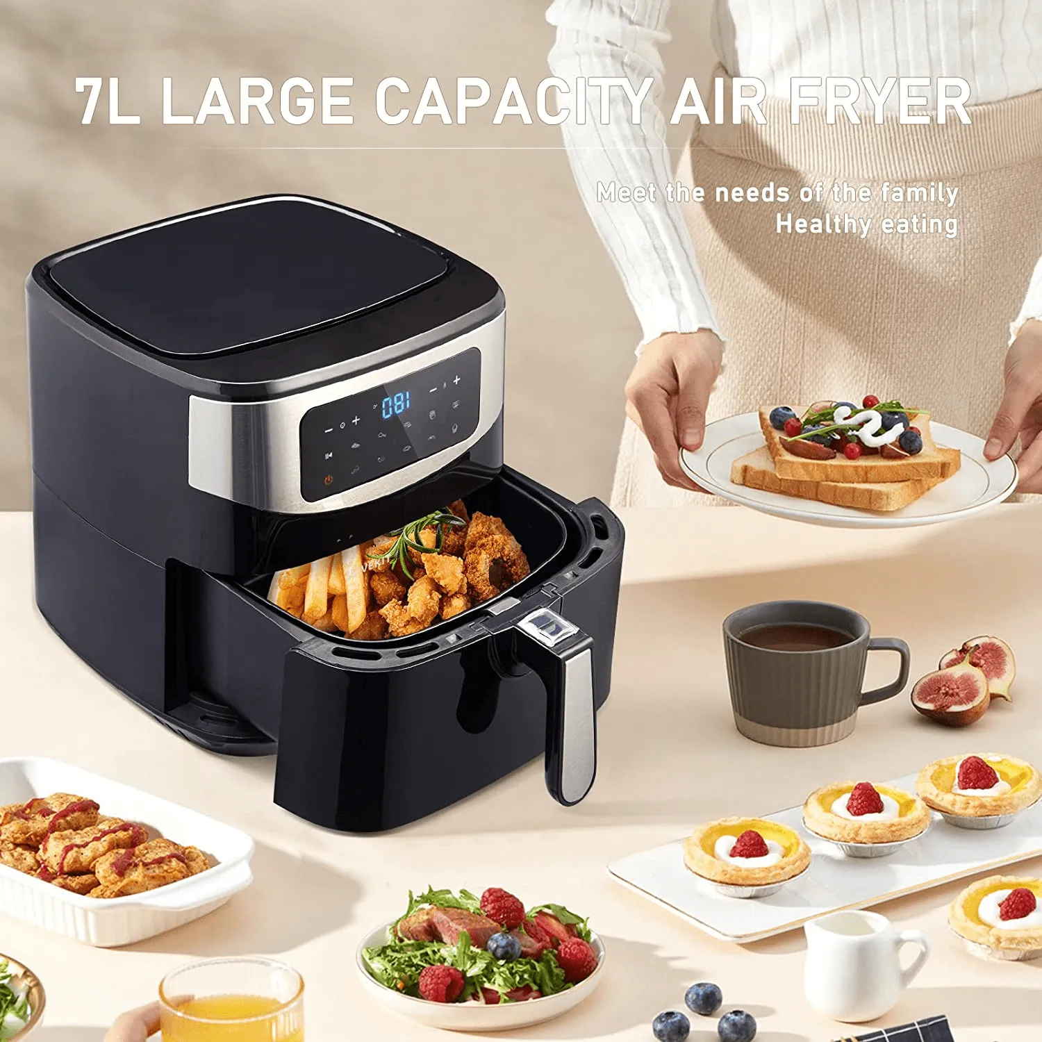 7L Large Air Fryer, Family Size Hot Air Fryer