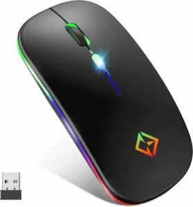 Wireless Mouse with Rainbow LED, Comfort Scroll, Adjustable DPI