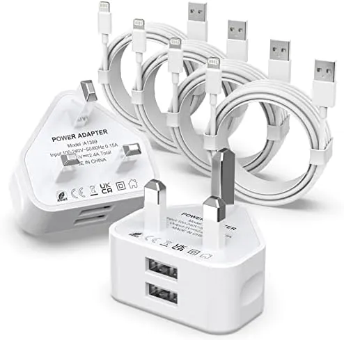 Wall Charger Plug with 4 Pack Cable