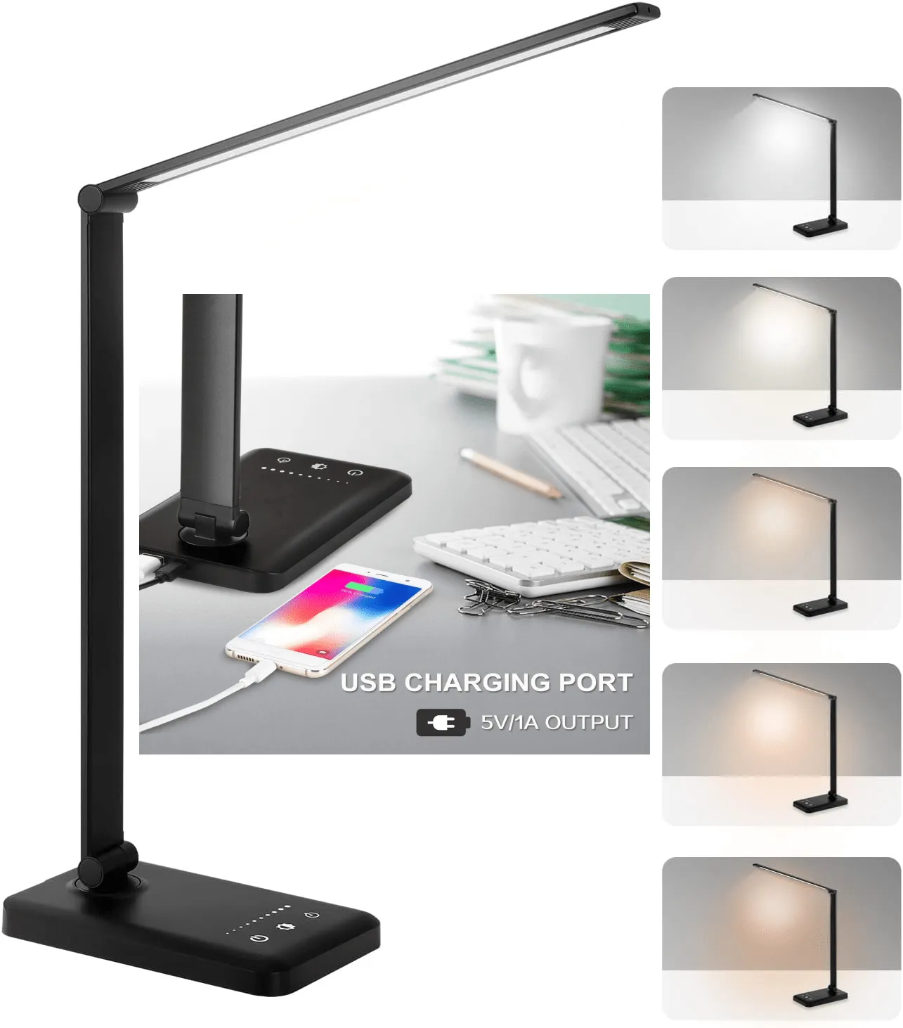 Dimmable Office Lamp with USB Charging Port