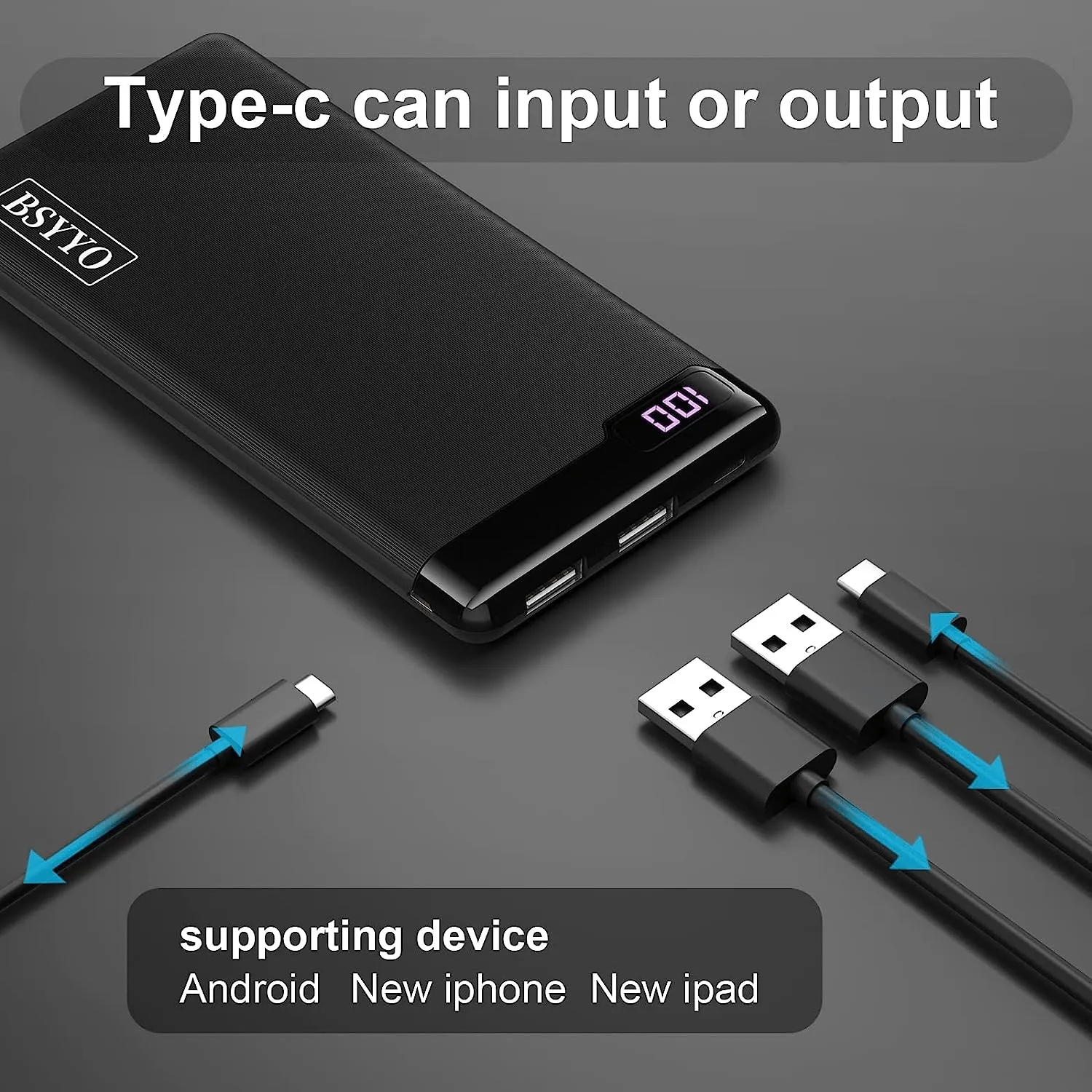 Portable charger with 3 USB ports