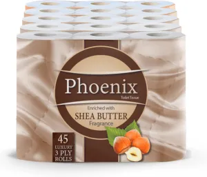 Stock up and Save Big with 45 Phoenix Soft Shea Butter Fragranced Luxury Toilet Rolls