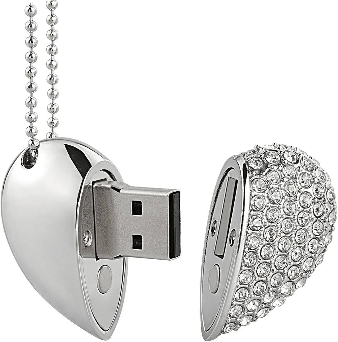 Crystal Loving Heart Shape USB Flash Drive Memory Stick with Necklace