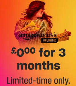 3 months free trial offer of a monthly Amazon Music Unlimited Individual Plan