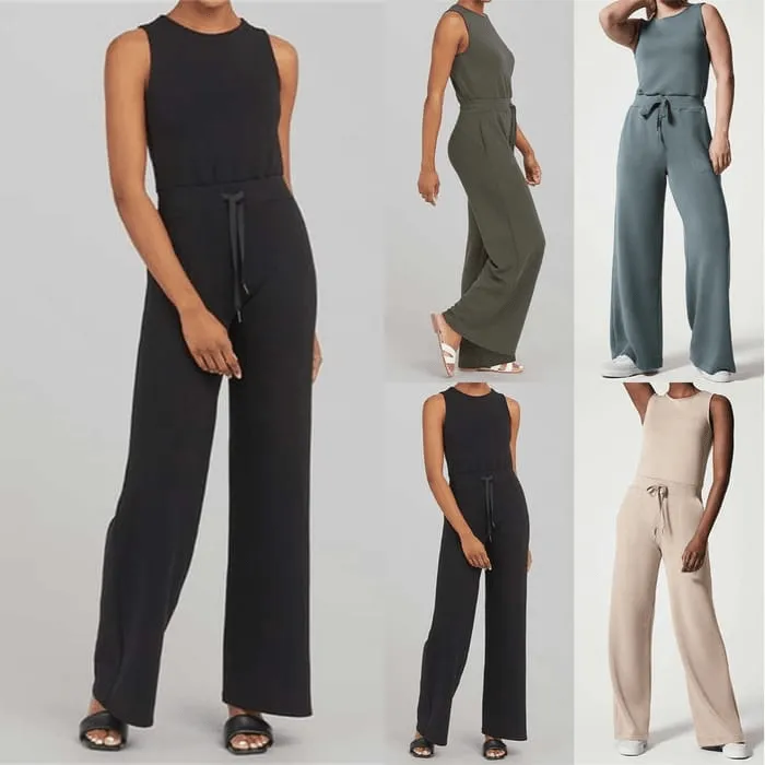 Wide Leg Straight Jumpsuit Long Pants