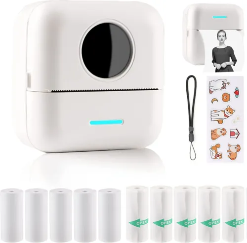 Portable Printer with Sticker and 10 Rolls