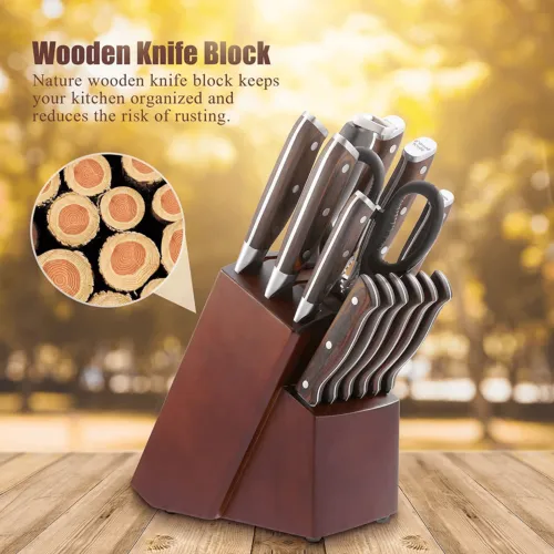 Kitchen Knife Set with Block Wooden