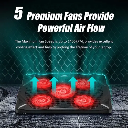 Quiet Fans Laptop Cooler with LED Light