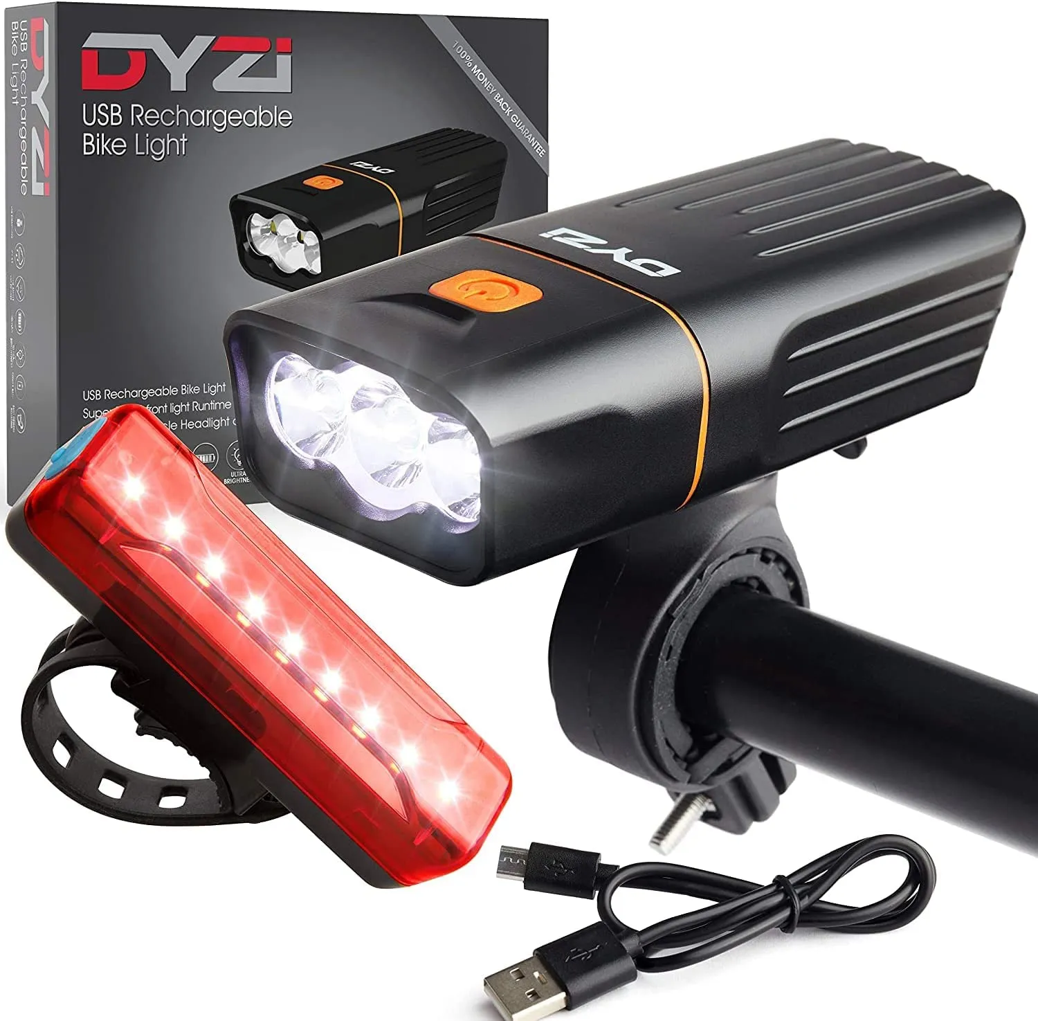 USB Rechargeable Bike Lights Set