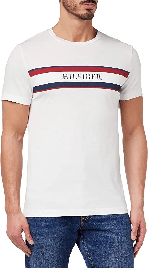 Tommy Hilfiger Men's Chest Hilfiger Stripe Tee S/S T-Shirts