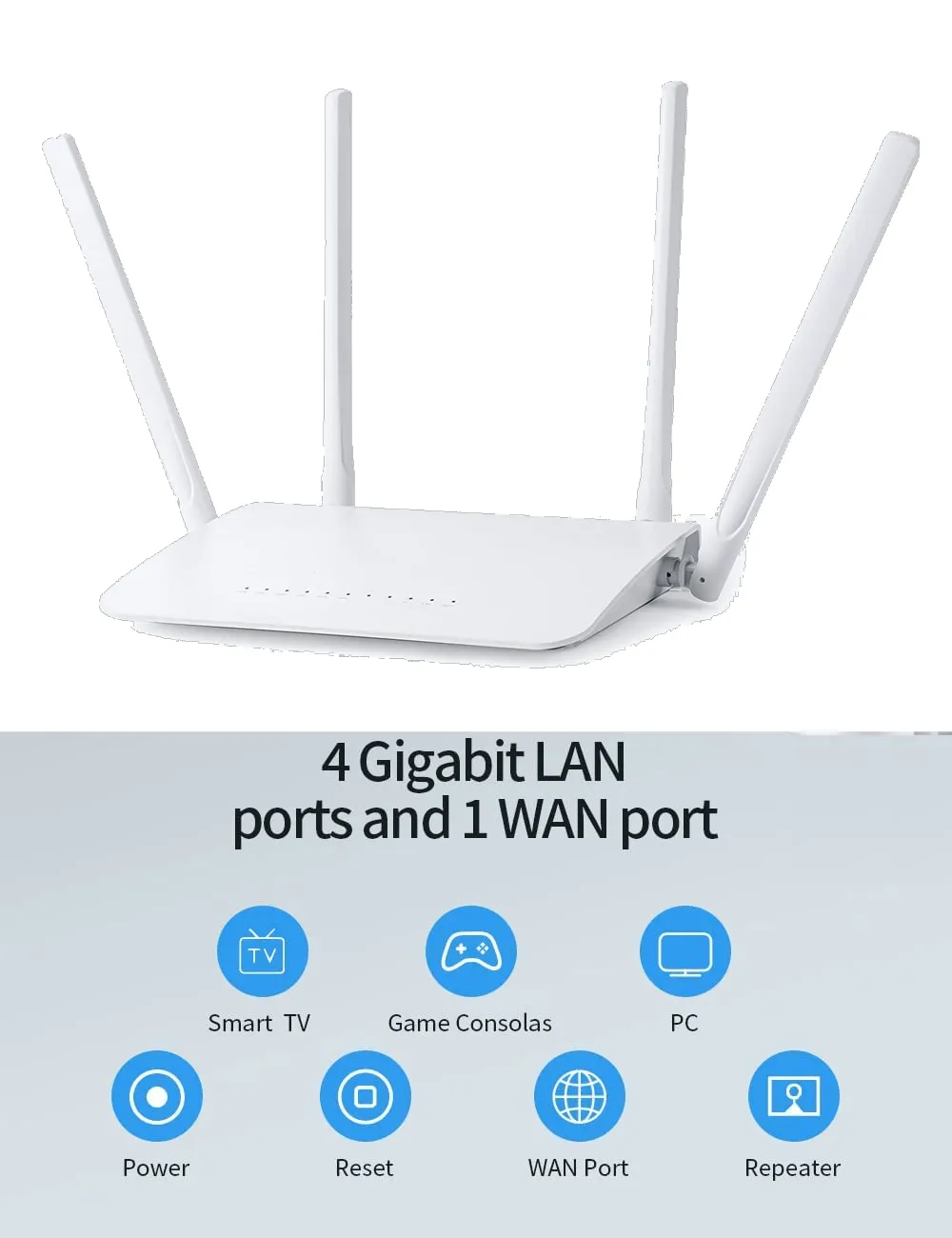 WiFi Router with 4-LAN Ports