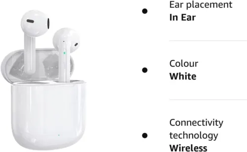 Earphones with Wireless Charging Case and Built in Mic