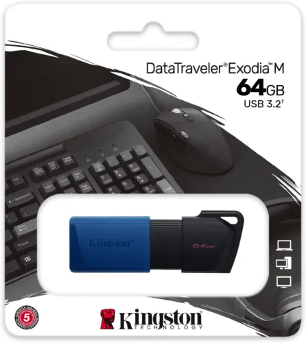Kingston DataTraveler Exodia 64GB USB 3.2 with Moving Cap in Multiple Colours