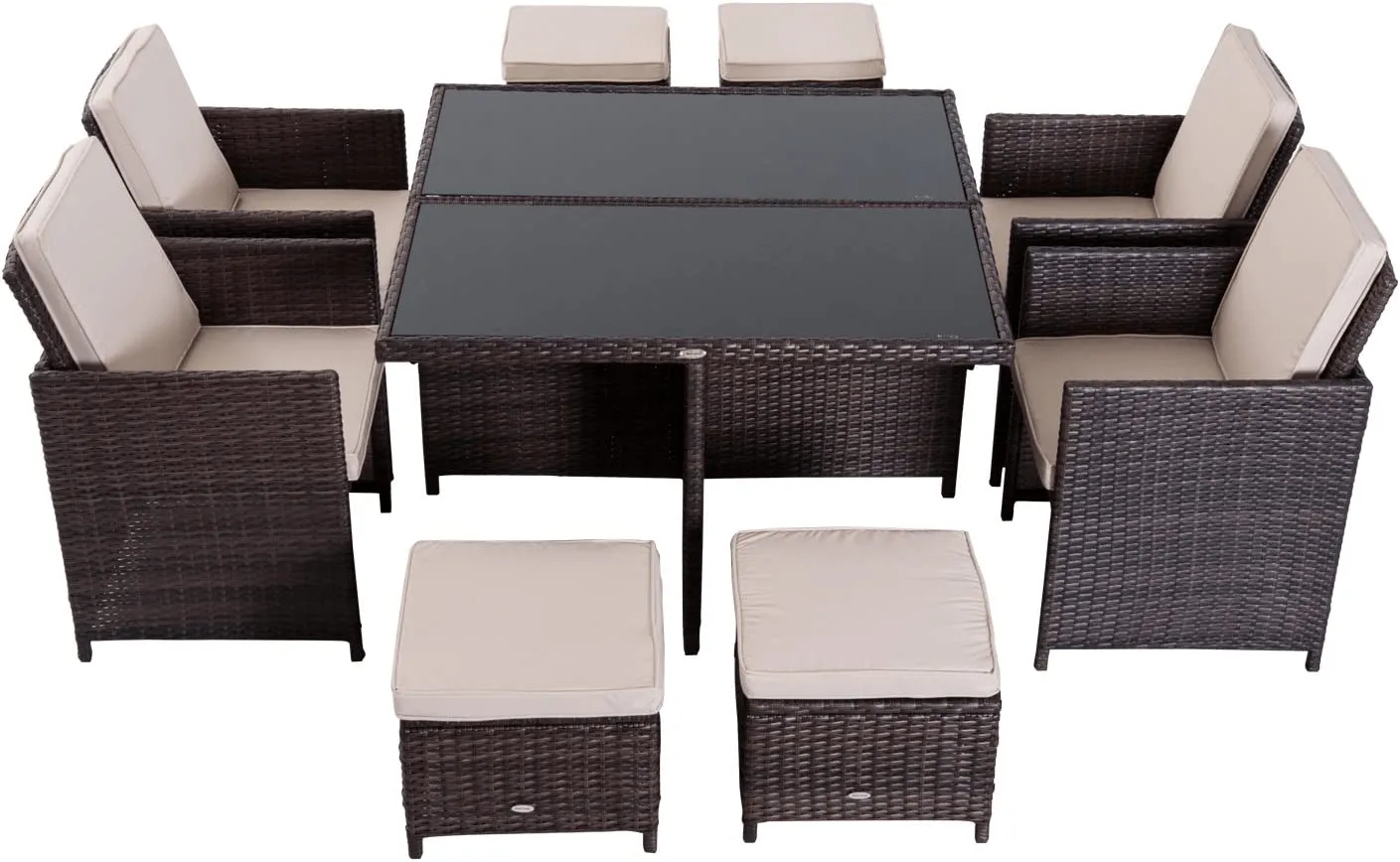 Rattan Garden Furniture Set 8-seater Wicker Outdoor Dining Set