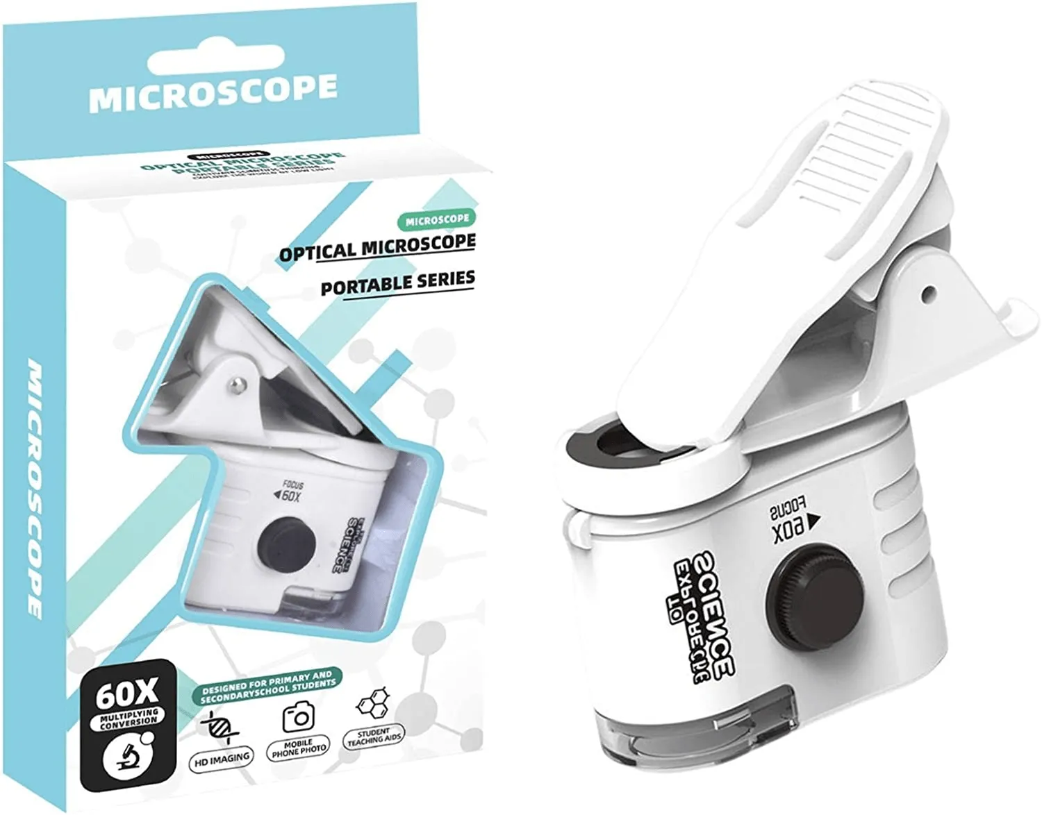 Portable Microscope with Universal Phone Clip Compatible
