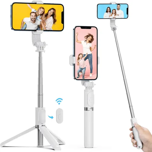 All in One Extendable Selfie Stick Tripod with Bluetooth