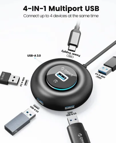 RGB USB HUB with Extra Power Supply Port