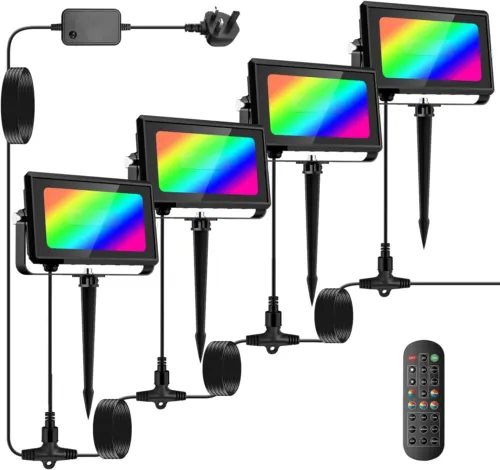 Floodlight Colour Changing Garden Lights with Remote Control