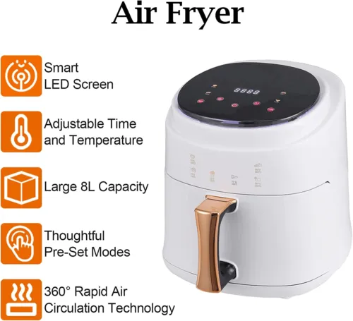 Air Fryer with LED Touch Screen Large Oil Free Low Fat