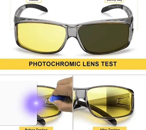 Night-Vision Glasses for Driving Fit Over Glasses with Lightweight Frame