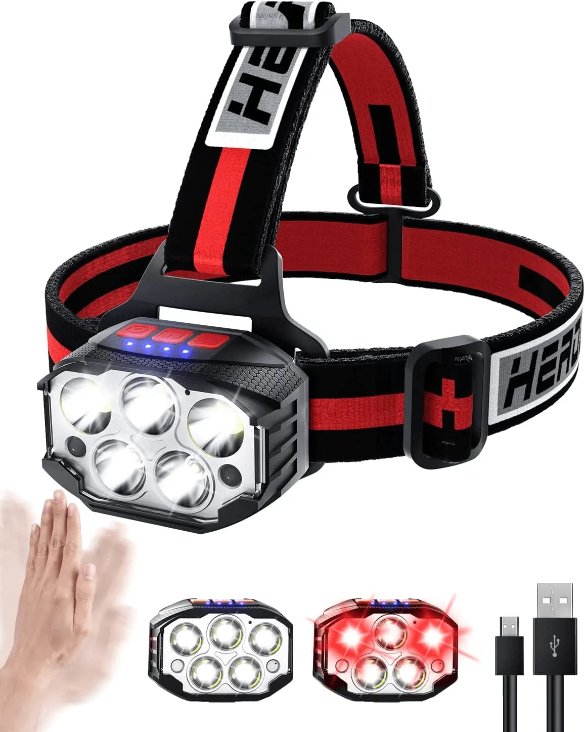 Head Torch Headlamp Rechargeable with Red Light