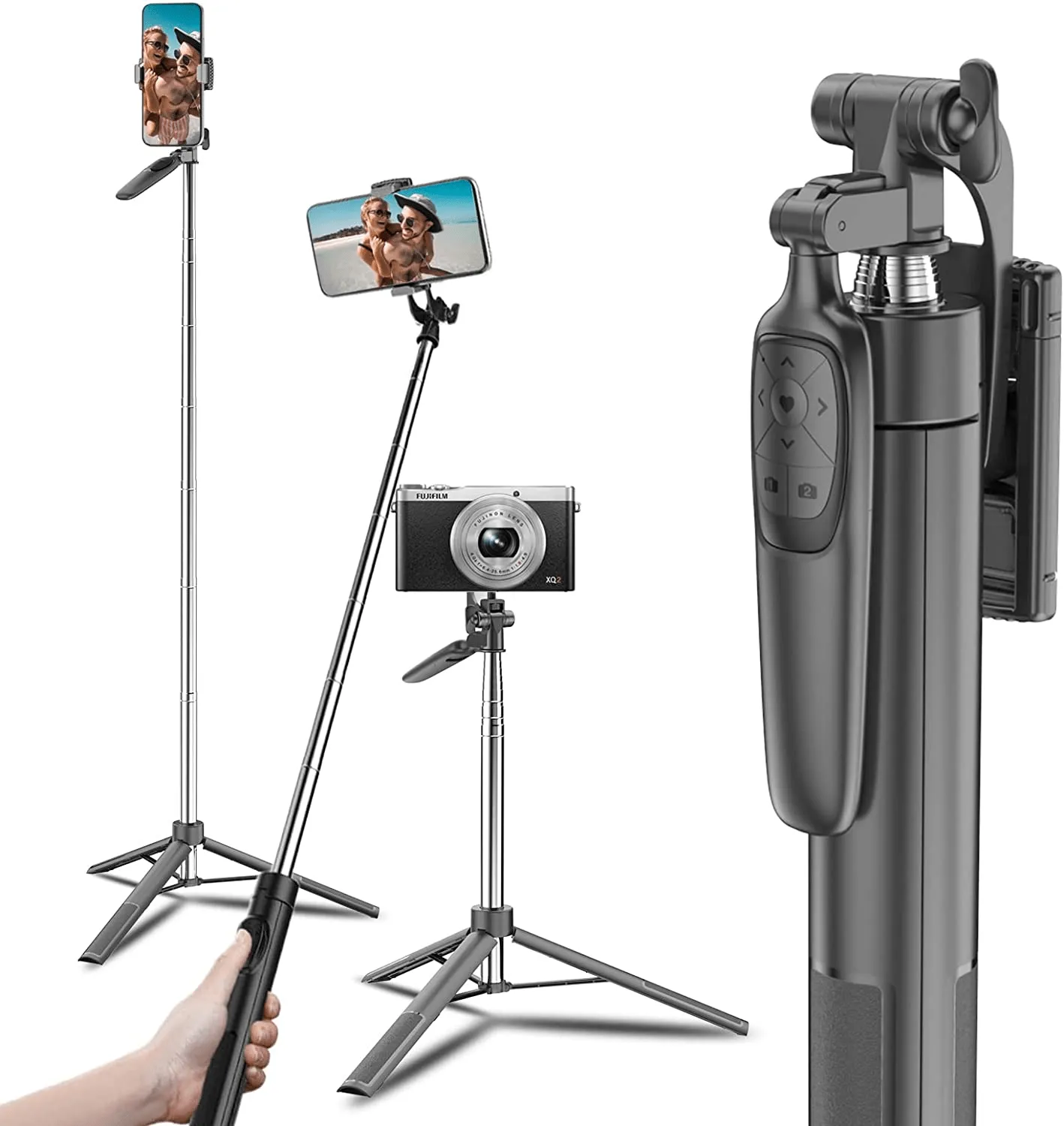 Extendable Portable Cell Phone Tripod with Bluetooth Remote