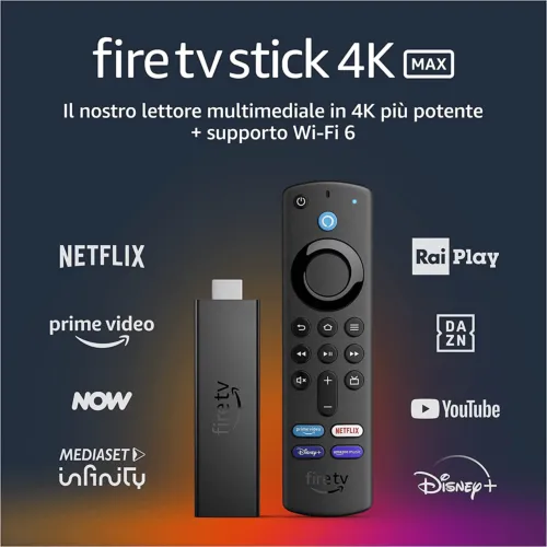 Fire TV Stick 4K Max, Wi-Fi 6, con telecomando vocale Alexa (con comandi per la TV)