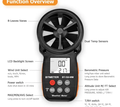 Digital Anemometer Barometer Handheld for Wind Speed