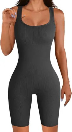 Womens Bodysuits One Piece Tank Top Jumpsuit Ribbed