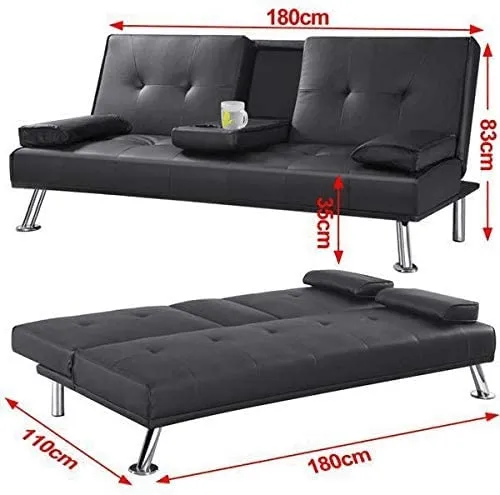 Sofa Bed Faux Leather 3 Seater