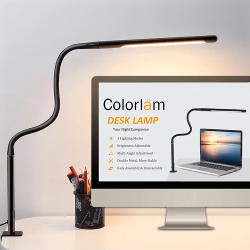 Desk Lamp with Clamp 3 Color Modes Eye-Caring