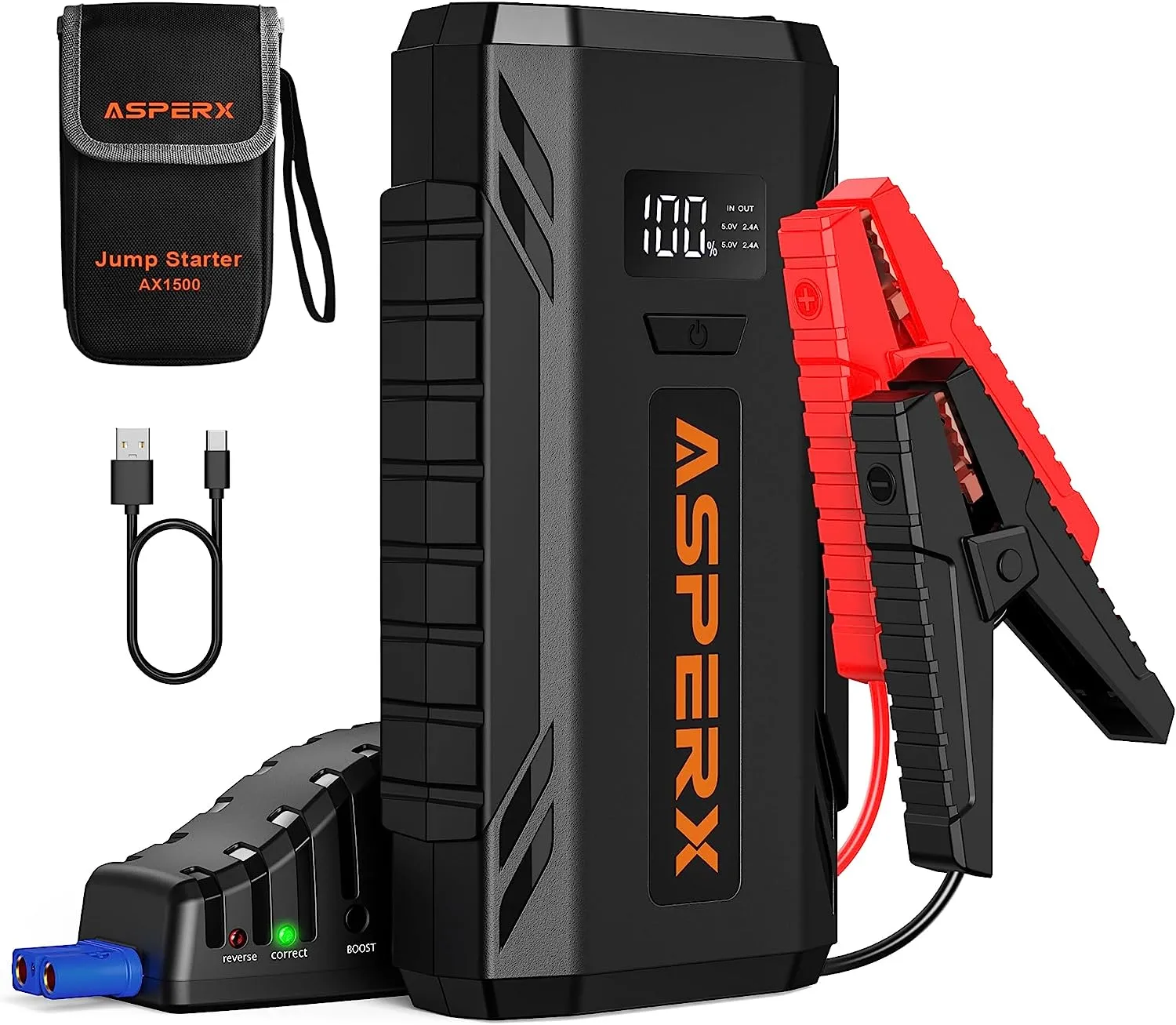 Car Battery Booster Jump Starter with Jump Leads