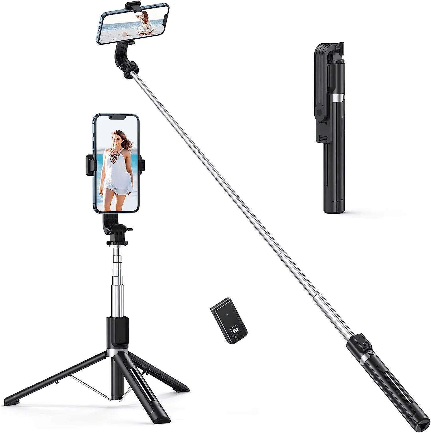 Stable Tripod Stand with Detachable Bluetooth Remote