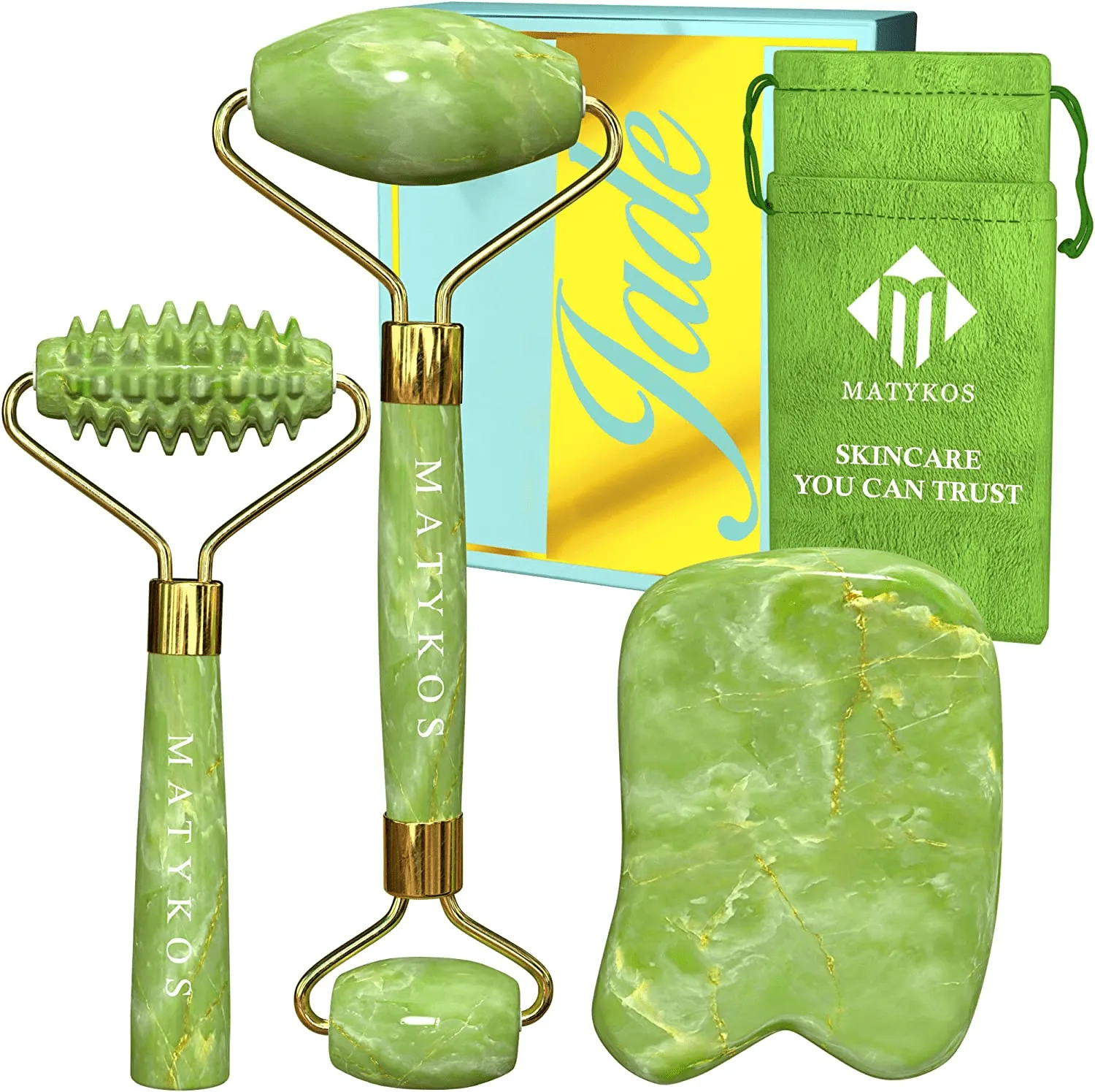 Jade Roller for Face and Gua Sha Set