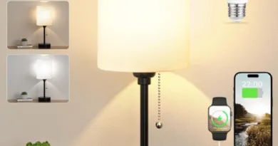 Table Lamp for Bedroom Pull Chain Lamp with White Linen