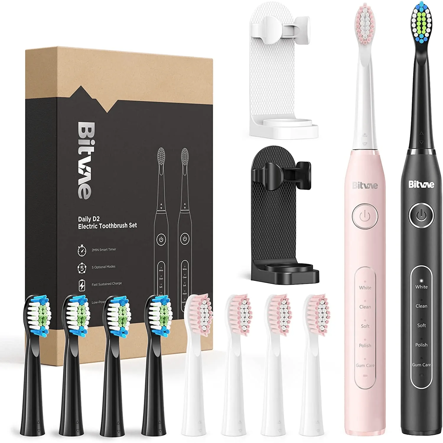 Dual Ultrasonic Electric Sonic Toothbrushes with Holders