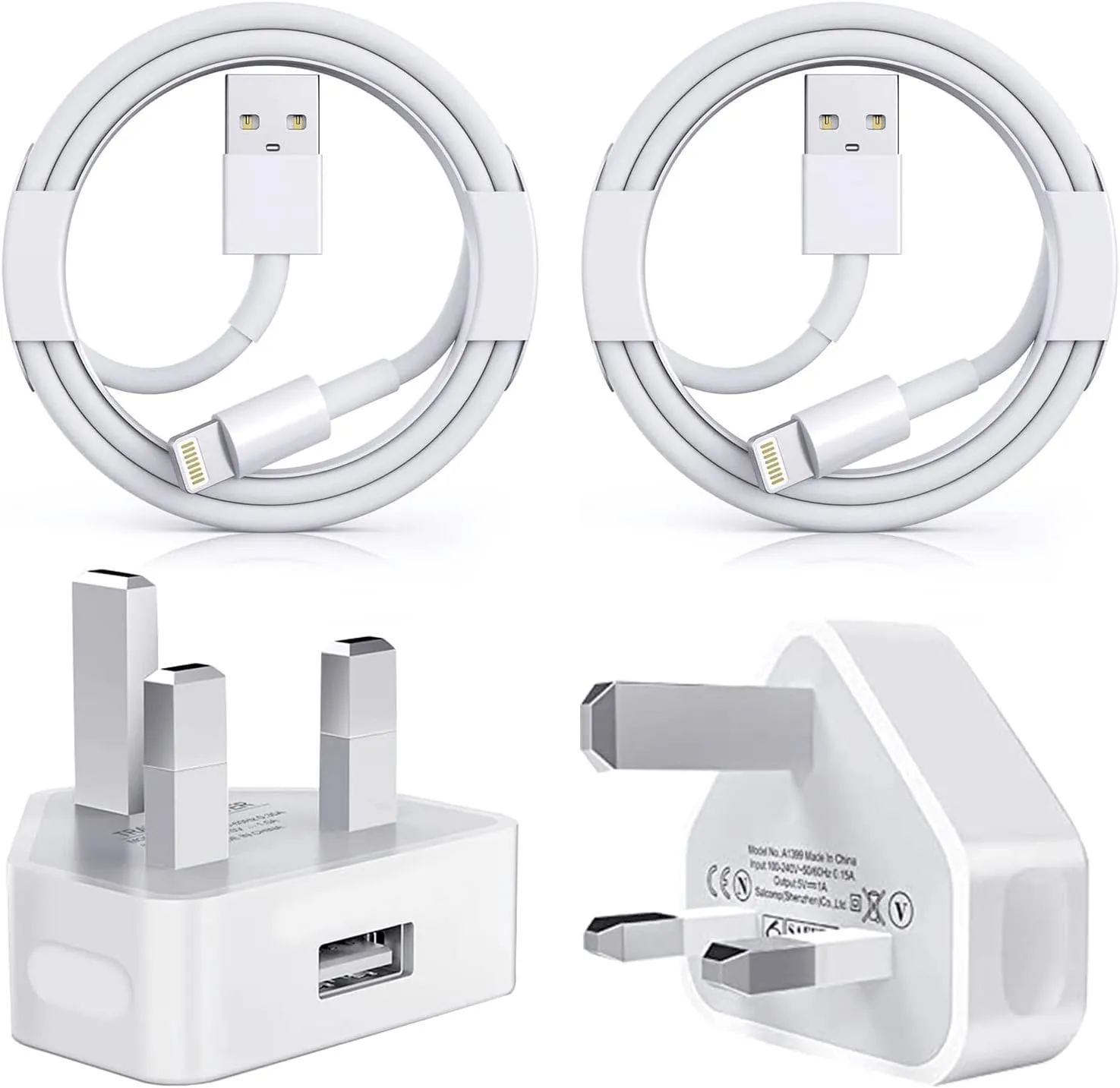 Double pack iPhone Charger Plug and Cable