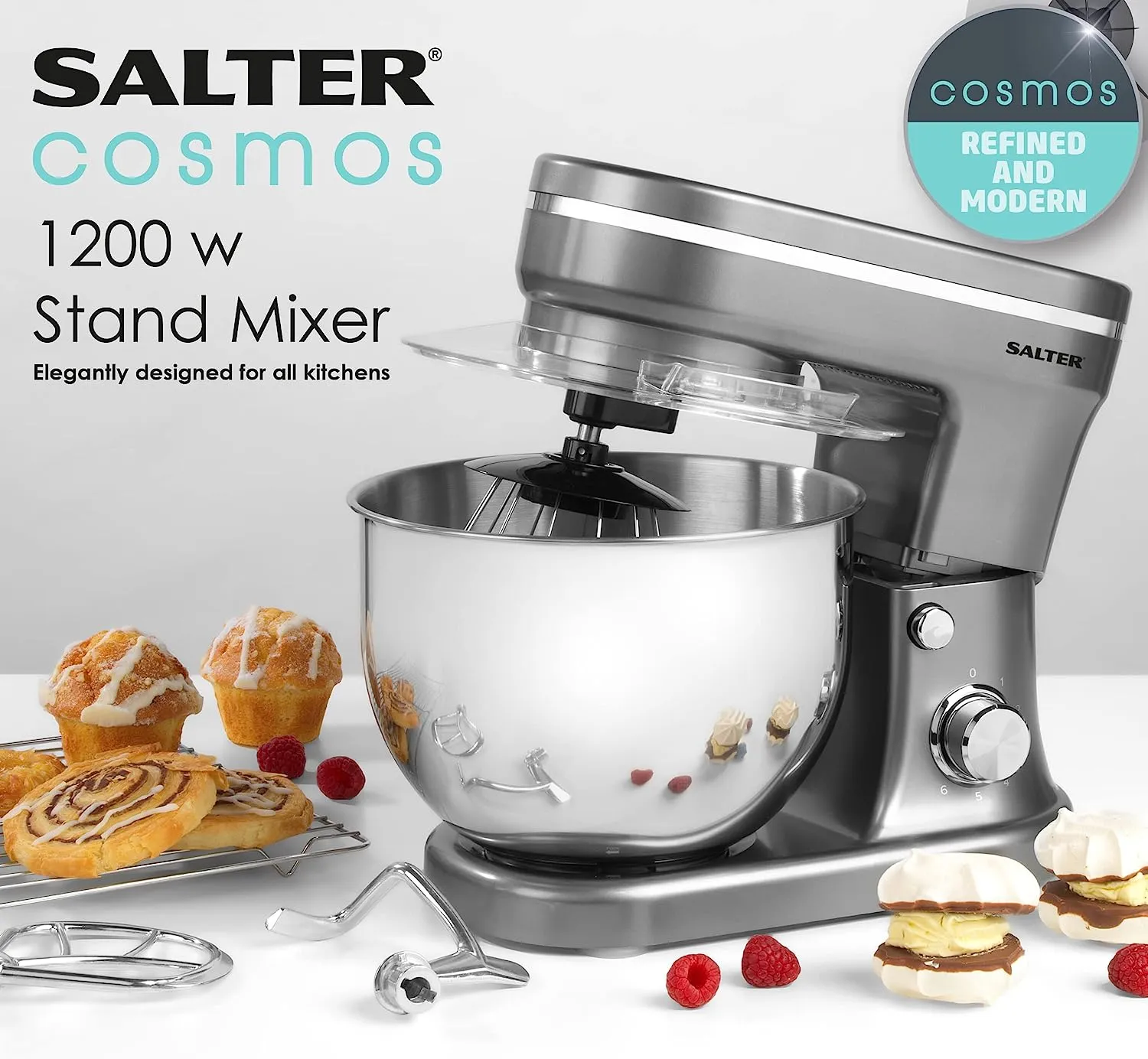 Stand Mixer with Speed Settings Includes Whisk Dough Hook and Beater