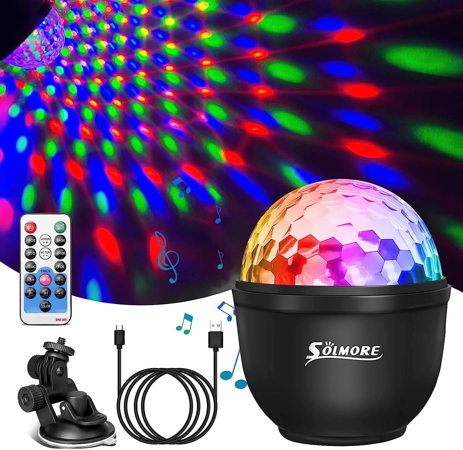 Portable LED Stage Lighting with Rotation RGB Disco Ball