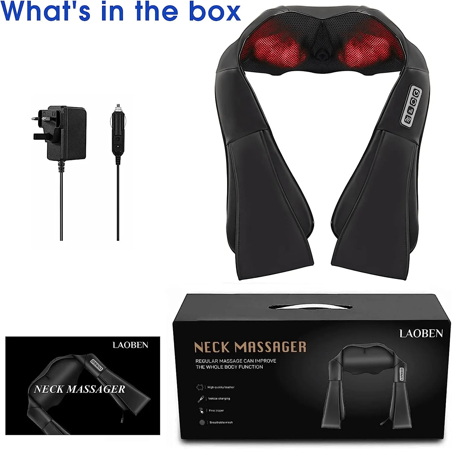 Electric Back Shoulder Massager with Heat Kneading Shiatsu Massage