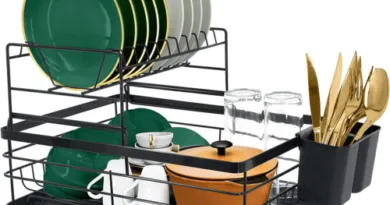 Black Dish Dryer Rack with Removable Drip Tray for Kitchen