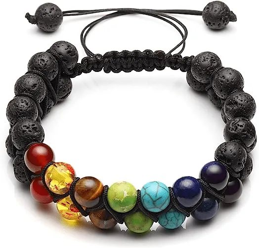 Chakra Lava Bead Bracelet Women and Men Anxiety Healing